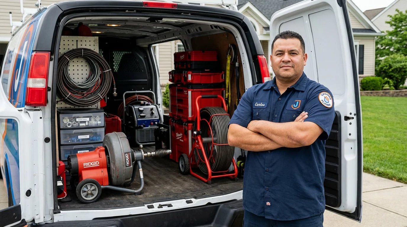 Professional drain cleaning equipment and Johns Plumbing LLC plumber in Shelby
