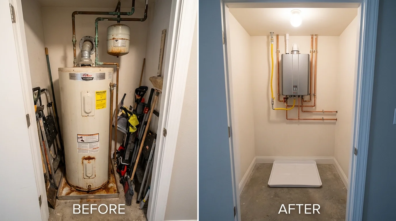 Tank water heater versus wall-mounted tankless unit comparison for Shelby, MS homeowners